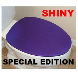 Shiny Fabric Lid Cover toilet SEAT Round & Elongated HandMade USA. Purple Bright